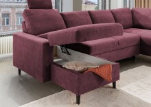 Wohnlandschaft >Pris< U-Form, Funktionen, fuchsia - 153x305x75x200 (LxBxHxT)