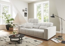 Big-Sofa >Maggy< Sitztiefen- / Kopfteilverstellung, creme - 242x110x121cm (BxHxT)