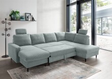 Wohnlandschaft >Pris< U-Form, Funktionen, cord aqua...