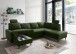Wohnlandschaft >Pris< U-Form, Funktionen, cord moosgrün - 153x305x75x200 (LxBxHxT)