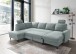 Wohnlandschaft >Pris< U-Form, Funktionen, cord aqua - 153x305x75x200 (LxBxHxT)