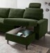 Wohnlandschaft >Pris< U-Form, Funktionen, cord Moosgrün - 153x305x75x200 (LxBxHxT)
