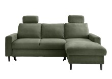 Ecksofa >Pris< Schlaffunktion, Stauraum, dunkelgrün - 234x88x147 (BxHxT)