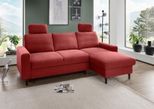 Ecksofa >Pris< Schlaffunktion, Stauraum, rot -...