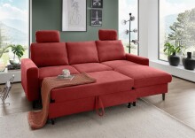Ecksofa >Pris< Schlaffunktion, Stauraum, rot -...
