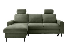 Ecksofa >Pris< Schlaffunktion, Stauraum, dunkelgrün - 234x88x147 (BxHxT)