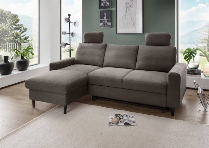 Ecksofa >Pris< Schlaffunktion, Stauraum, anthrazit - 234x88x147 (BxHxT)