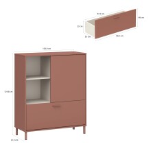 Kommode >MILLES< in Terrakotta - 103,9x124,8x41,5cm (BxHxT)
