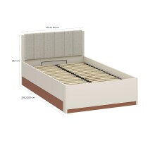 Bettgestell >MILLES < Lift-Lattenrost, Sandfarbig - 125,2x90,7x205,2cm (BxHxT)