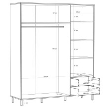 Drehtürenschrank >MILLES < in Sandfarbig / Terrakotta - 168,4x201,6x52,9 (BxHxT)