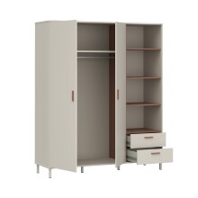Drehtürenschrank >MILLES < in Sandfarbig / Terrakotta - 168,4x201,6x52,9 (BxHxT)