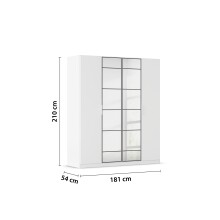 Drehtürenschrank >Acero< in alpinweiß / Spiegel - 181x210x54 (BxHxT)