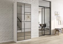 Drehtürenschrank >Acero< in Spiegel / alpinweiß - 91x210x41 (BxHxT)