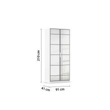 Drehtürenschrank >Acero< in Spiegel / alpinweiß - 91x210x41 (BxHxT)