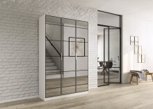 Drehtürenschrank >Acero< in Spiegel / alpinweiß - 136x210x41 (BxHxT)