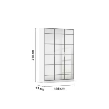 Drehtürenschrank >Acero< in Spiegel / alpinweiß - 136x210x41 (BxHxT)