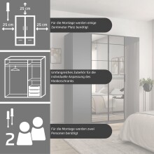 Drehtürenschrank >Acero< in grau metallic / Spiegel - 181x210x54 (BxHxT)