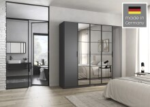 Drehtürenschrank >Acero< in grau metallic / Spiegel - 226x210x54 (BxHxT)