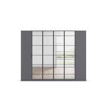 Drehtürenschrank >Acero< in grau metallic / Spiegel - 271x210x54 (BxHxT)
