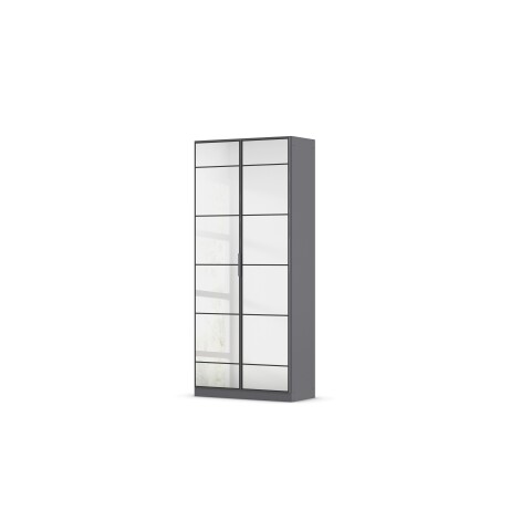 Drehtürenschrank >Acero< in Spiegel / grau metallic - 91x210x41 (BxHxT)