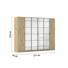 Drehtürenschrank >Acero< in Eiche Artisan / Spiegel - 271x210x54 (BxHxT)