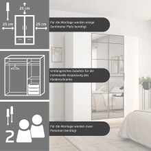 Drehtürenschrank >Acero< in Spiegel / Eiche Artisan - 91x210x41 (BxHxT)