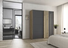 Schwebetürenschrank >Mosbach< grau metallic /...