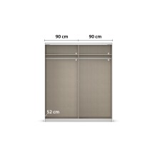 Schwebetürenschrank >Mosbach< grau metallic / Eiche Artisan - 181x210x62 (BxHxT)