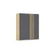 Schwebetürenschrank >Mosbach< grau metallic / Eiche Artisan - 181x210x62 (BxHxT)