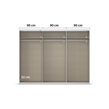 Schwebetürenschrank >Mosbach< in grau metallic / Eiche Artisan - 271x210x62 (BxHxT)