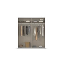 Schwebetürenschrank >Mosbach< in Glas basalt / Eiche Artisan - 181x210x62 (BxHxT)