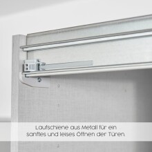 Schwebetürenschrank >Mosbach< in Glas basalt / Eiche Artisan - 181x210x62 (BxHxT)