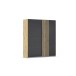 Schwebetürenschrank >Mosbach< in Glas basalt / Eiche Artisan - 181x210x62 (BxHxT)