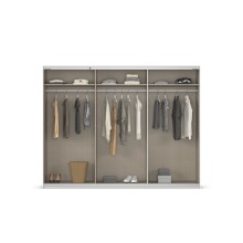 Schwebetürenschrank >Mosbach< in Glas basalt / Eiche Artisan - 271x210x62 (BxHxT)