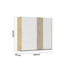 Schwebetürenschrank >Mosbach< in alpinweiß / Eiche Artisan - 226x210x62 (BxHxT)