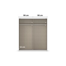 Schwebetürenschrank >Mosbach< in Glas kristallweiß / Eiche Artisan - 181x210x62 (BxHxT)