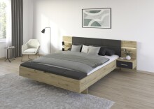 Bettanlage >Mosbach< in Eiche Artisan / basalt / grau - 265x93x245 (BxHxT)