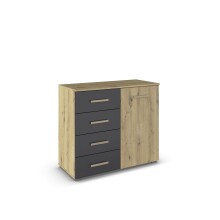 Kommode >Mosbach< in Eiche Artisan / grau metallic...