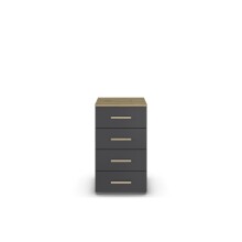 Hochkommode >Mosbach< in grau metallic / Eiche Artisan - 40x81x42 (BxHxT)