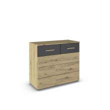 Kommode >Mosbach< in Eiche Artisan / grau metallic...