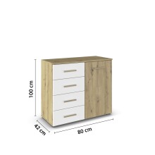 Kommode >Mosbach< in Eiche Artisan / alpinweiß, Holzwerkstoff - 80x81x42 (BxHxT)