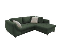 Polsterecke >Allin< Bettfunktion, moosgrün / silber, Cord - 250x66x190cm (BxHxT)