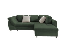 Polsterecke >Allin< Bettfunktion, moosgrün / silber, Cord - 250x66x190cm (BxHxT)
