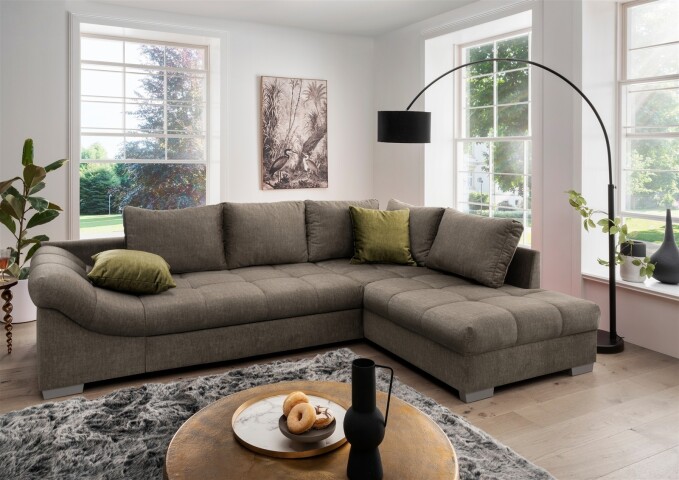 Polsterecke >Althea< Schlaffunktion, Rutsche, Bezug braun - 298x65x202 (BxHxT)