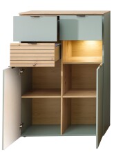 Highboard >Ina< in Grün, Holzwerkstoff - 84x125x45cm (BxHxT)