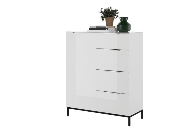 Kombikommode >Santorin< inkl. Gestell, in Weiß - 90x112x40cm (BxHxT)