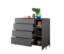 Sideboard >Santorin< inkl. Gestell, in Anthrazit - 134x112x40cm (BxHxT)
