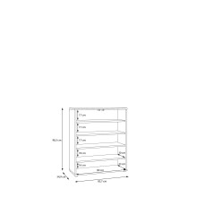 Kommode >KENDRAY< in Mauvelle Eiche Dekor / Sand - 83,7x98,3x34,9cm (BxHxT)