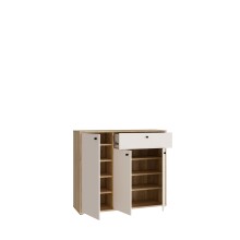 Kommode >KENDRAY< in Mauvelle Eiche Dekor / Sand - 113,4x98,3x34,9cm (BxHxT)