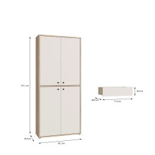 Schuhschrank >KENDRAY< in Mauvelle Eiche Dekor / Sand - 83,7x191,1x34,9 (BxHxT)